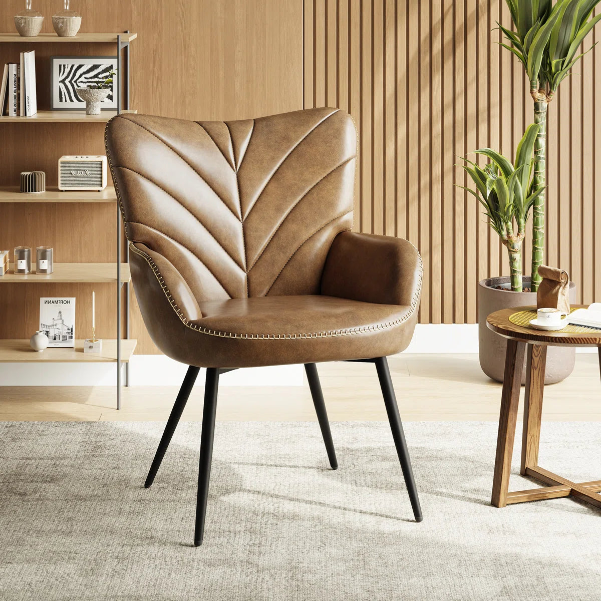 Modren Upholstered Dining Side Chair with Metal Legs