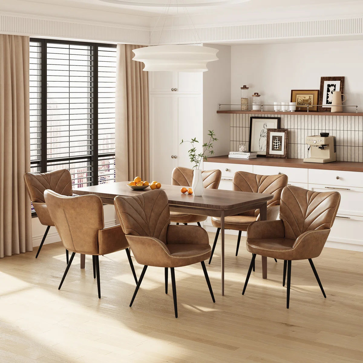 Modren Upholstered Dining Side Chair with Metal Legs