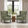 Button-Tufted Small Wingback Accent Chair with Rolled Arm and Thick Padded Cushion