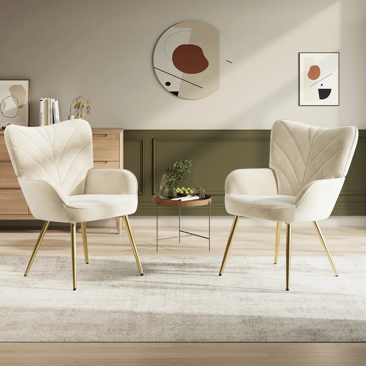 Plush Lambswool-Style Side Chair - Metal Leg Lounge Armchair