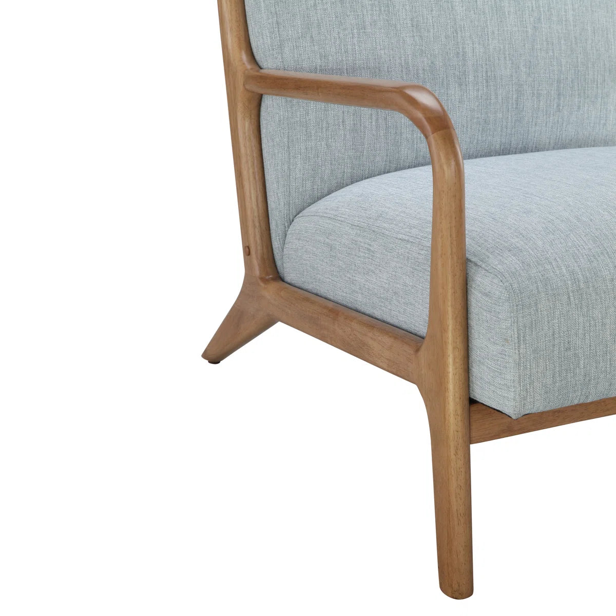 Novak Upholstered Mid-Century Armchair with Wood Arms and Frame (Set of 2)