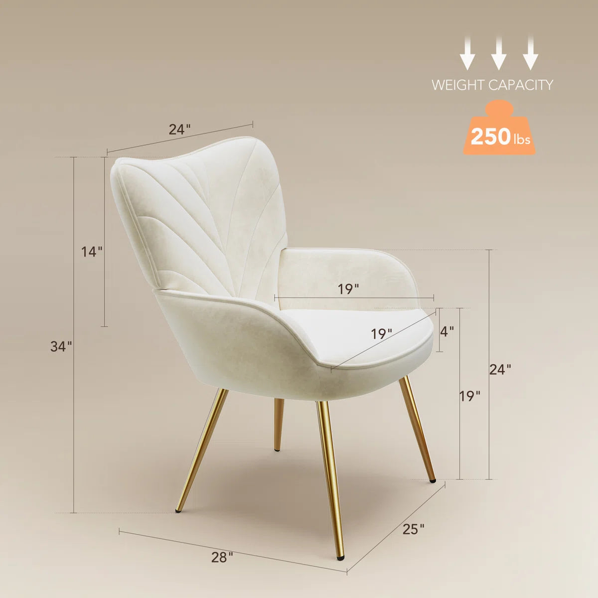 Plush Lambswool-Style Side Chair - Metal Leg Lounge Armchair