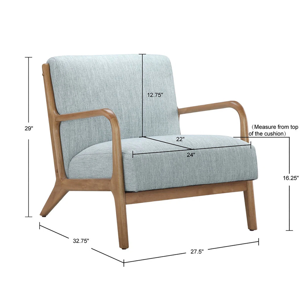 Novak Upholstered Mid-Century Armchair with Wood Arms and Frame (Set of 2)