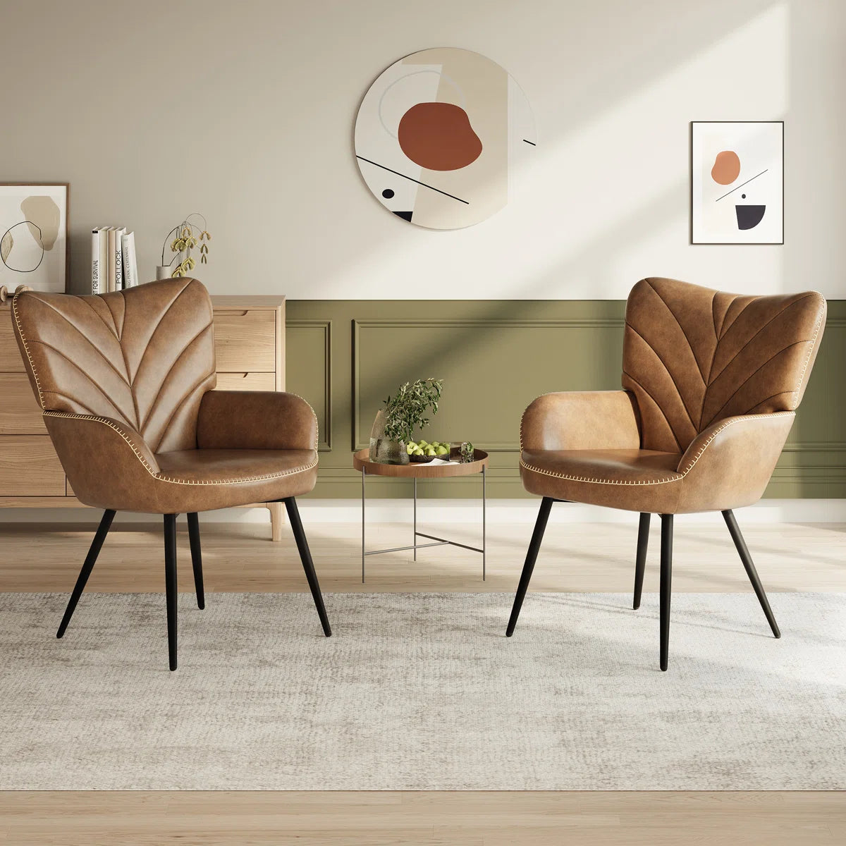 Modren Upholstered Dining Side Chair with Metal Legs
