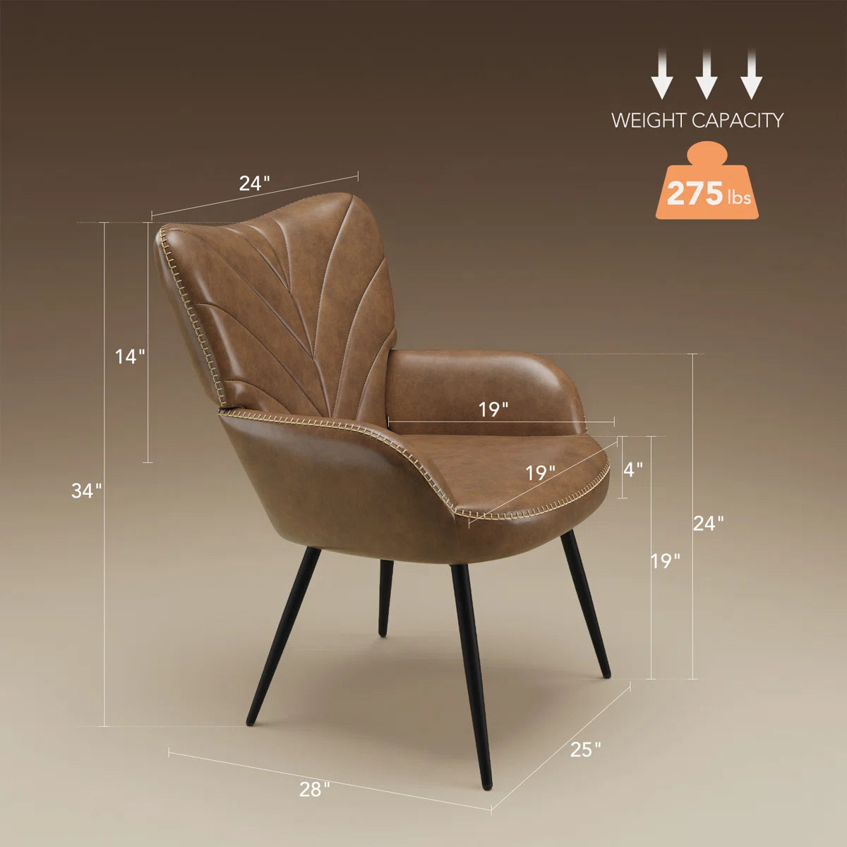 Modren Upholstered Dining Side Chair with Metal Legs