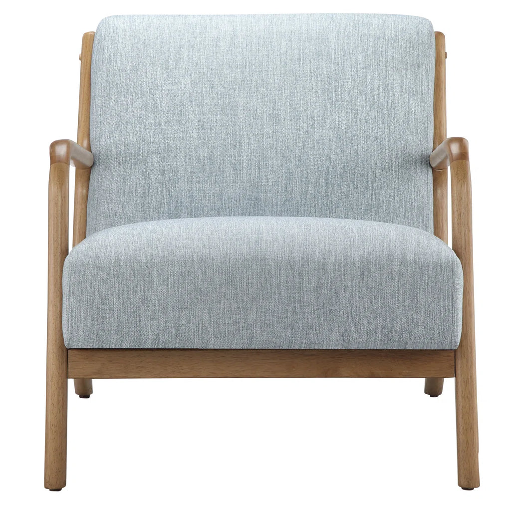 Novak Upholstered Mid-Century Armchair with Wood Arms and Frame (Set of 2)