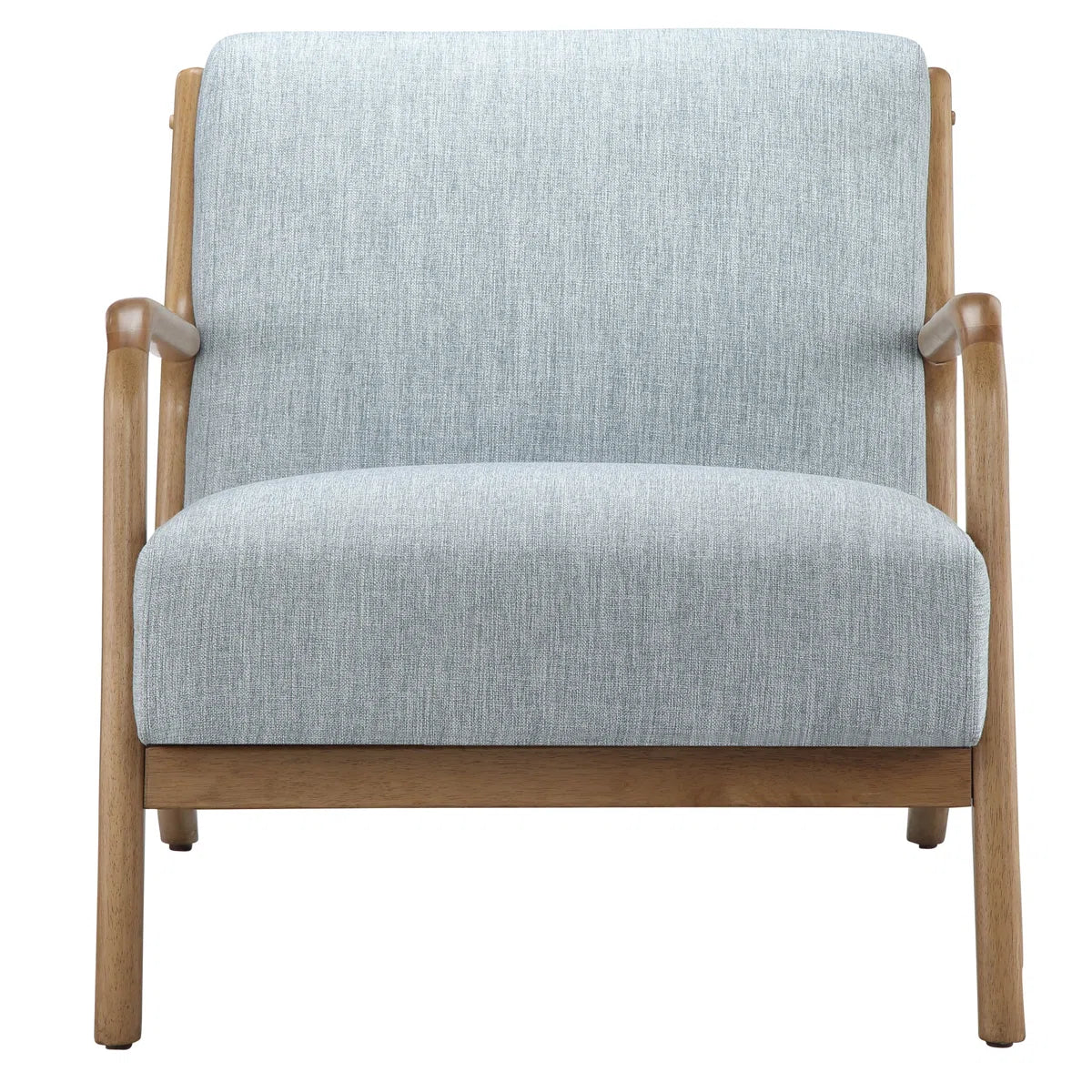 Novak Upholstered Mid-Century Armchair with Wood Arms and Frame (Set of 2)