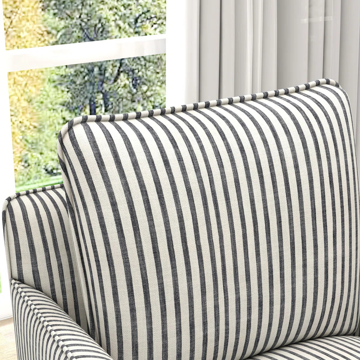 Romines 29.7" W Modern Soft Stripe Upholstered Swivel Barrel Chair with Removable Cushion (Set of 2)