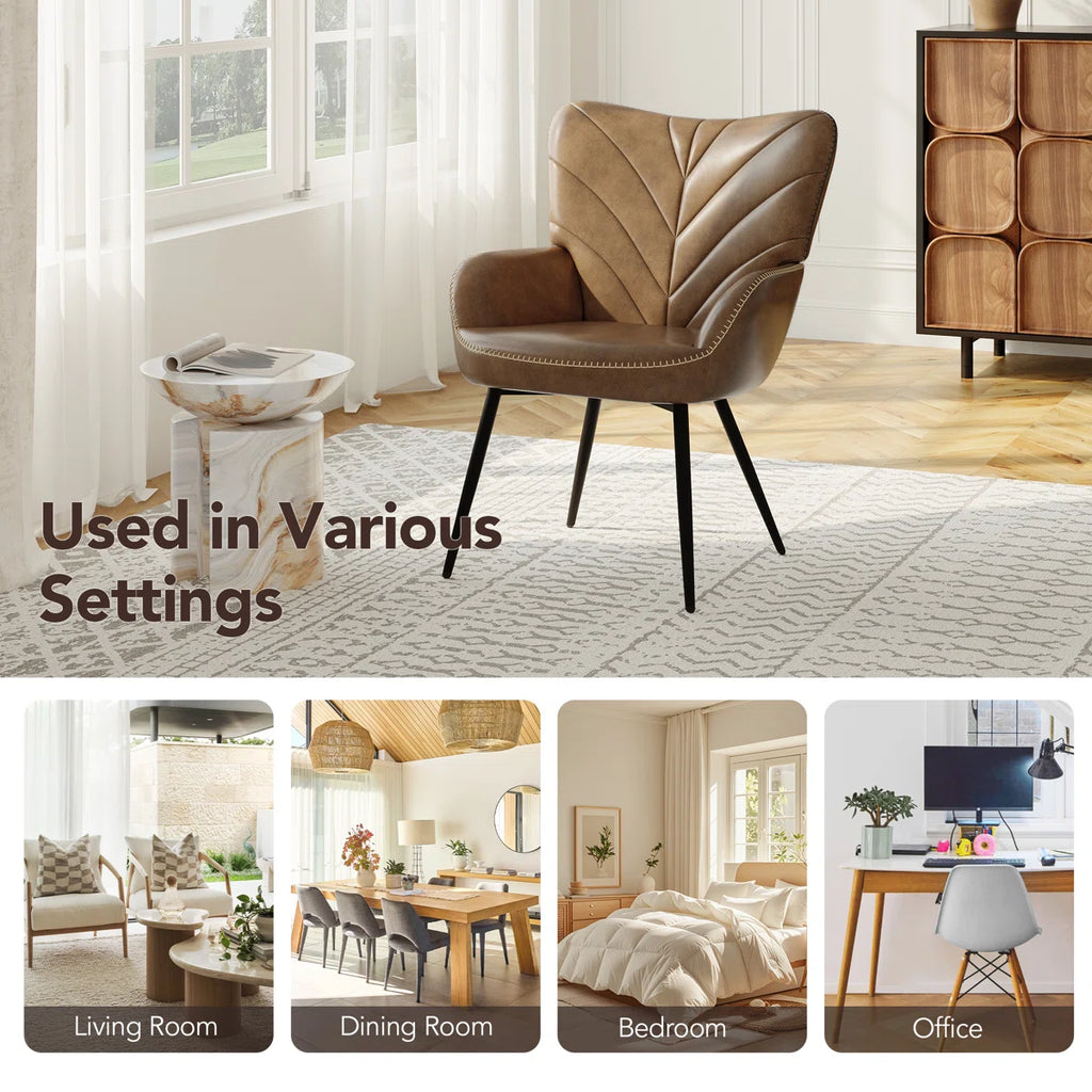 Modren Upholstered Dining Side Chair with Metal Legs