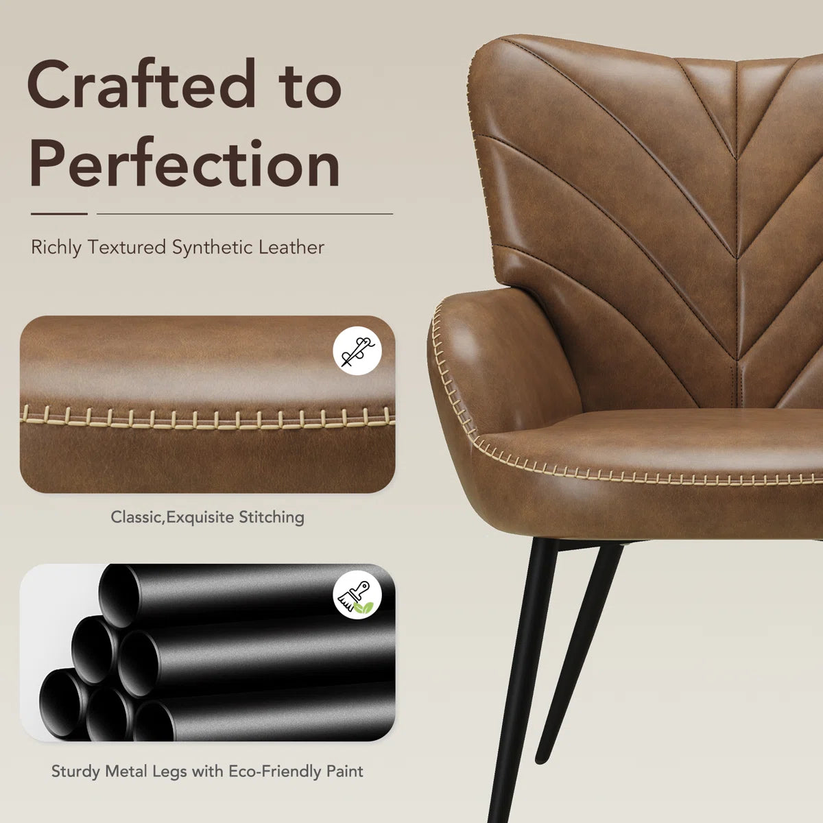 Modren Upholstered Dining Side Chair with Metal Legs